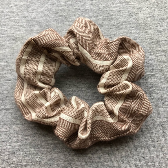 Neutral Striped Handmade Scrunchies - Picture 2 of 4
